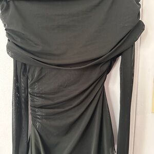 SHEIN Black Draped Long Sleeve Dress